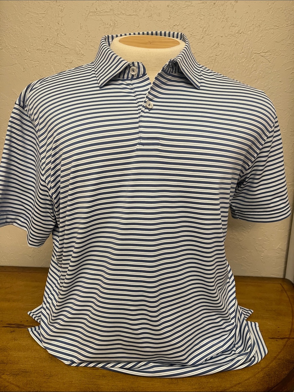 Peter Millar Navy, Grey & White Striped Polo Shirt